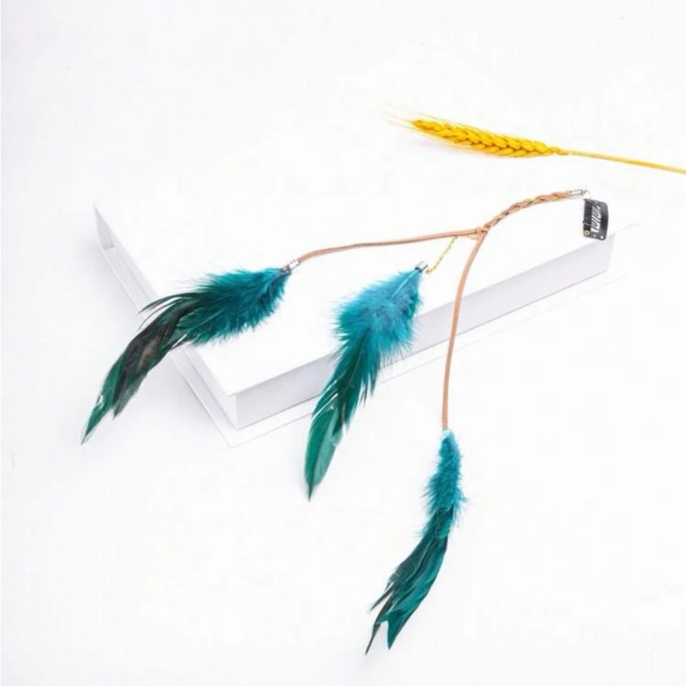 Blue feather clip in hair extension